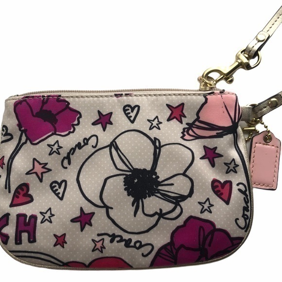👛 COACH 👛 sateen floral wristlet - Picture 1 of 8